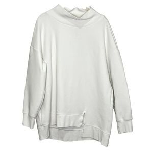 Wolford Sweatshirt Womens Medium White Oversized Mock Neck Asymmetrical Pullover